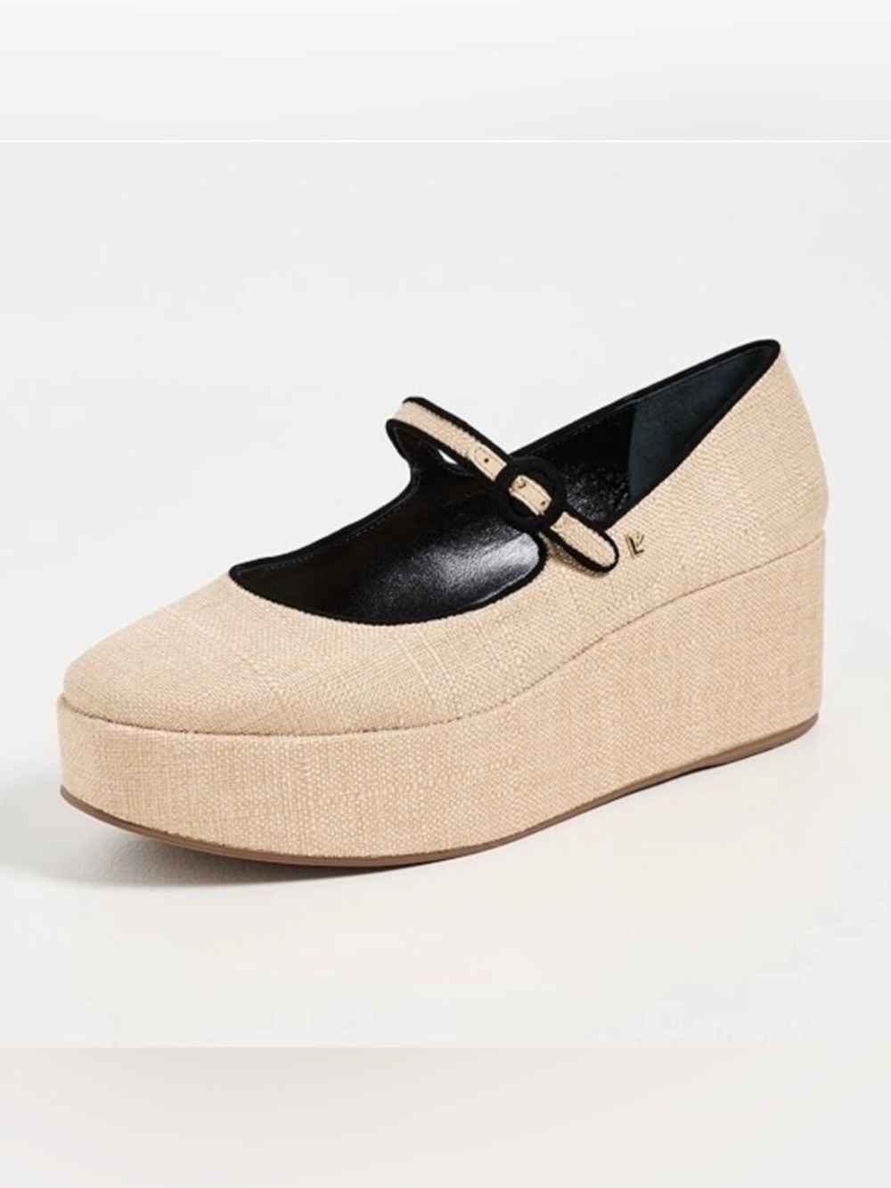 Larroude Blair Flatform In Beige Raffia